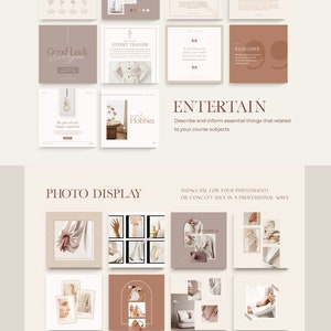 May include: A collage of images showcasing a variety of lifestyle and fashion photography. The images are arranged in a grid pattern and feature a neutral color palette of beige, brown, and white. The text "PHOTO DISPLAY" is at the top of the collage, and the text "SHOWCASE FOR YOUR PHOTOSHOOT OR CONCEPT IDEA IN A PROFESSIONAL WAYS" is at the bottom.
