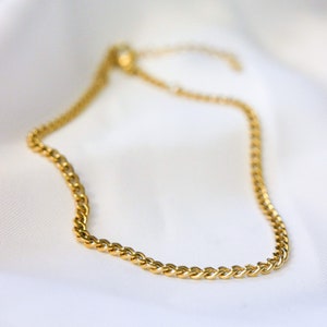 Small Dainty 18k Gold Cuban Link Chain Anklet - Cuban Link Chain Anklet, Trendy Gold Anklet