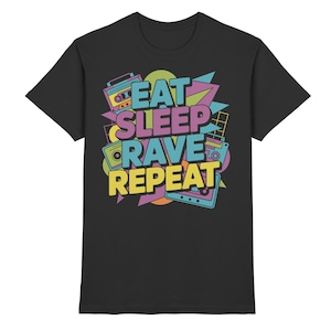 Comer, dormir, rave, repetir – Frase de fiesta techno - Camiseta premium