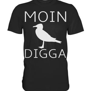 Funny T-Shirt Moin Digga Seagull Hamburg Coast Saying - Premium Shirt