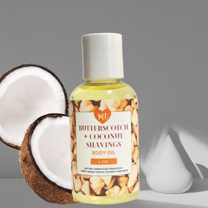 Butterscotch & Coconut Shavings Body Oil, Infused Oils, Moisturizer, skin care, cruelty free beauty, oils