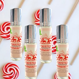 Twisted peppermint sticks perfume roll on, roll on perfume, perfume oil, perfume, vegan perfume, gifts for her, fragrance