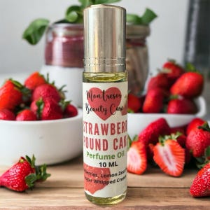 Strawberry Pound Cake Perfume Oil Roll-On: Cruelty-Free, Vegan Fragrance for Travel