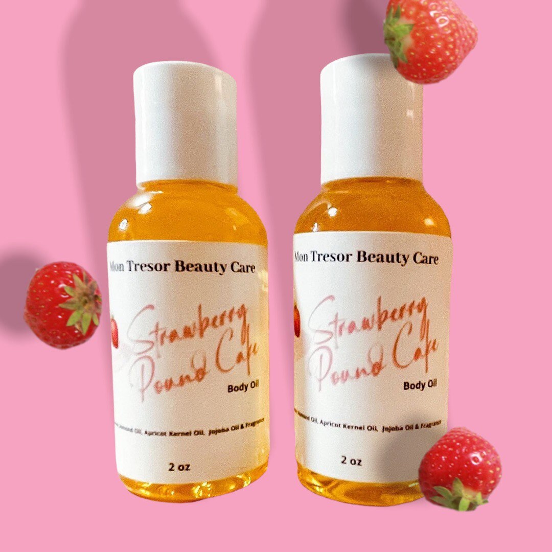 Strawberry Pound Cake Body Oil Natural Body Oil Skin Care Etsy