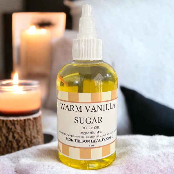 Warm Vanilla Sugar moisturizing body oil, natural skin care, natural body oil, cruelty free, vegan friendly, gifts for her, gift for her