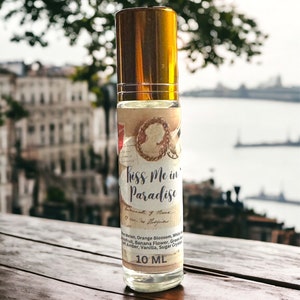 Kiss me in Paradise perfume oil, roll on perfume, perfume, natural perfume, cruelty free beauty, vegan friendly, gift for her,