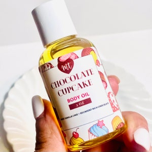 Chocolate Cupcake Moisturizing Body oil, natural body oil, skin care, bath oil, after shower oil,