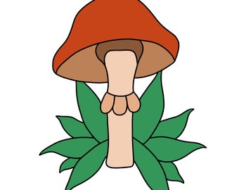 Stained Glass Mushroom & Leaves Digital Download Pattern