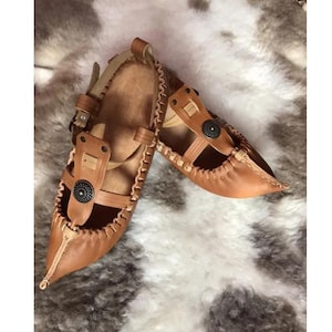 Handmade Leather Moccasins for Men - Bulgarian Cowhide Slippers - Soft Sole Folk Shoes - Ethnic Rustic Footwear