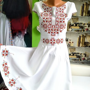 Embroidered Folk Nouveau Dress, Floral Summer Dress