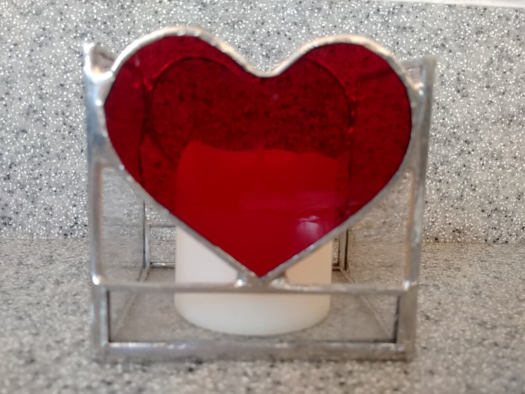 Stained Glass Votive Candle Holder With HEART Etsy