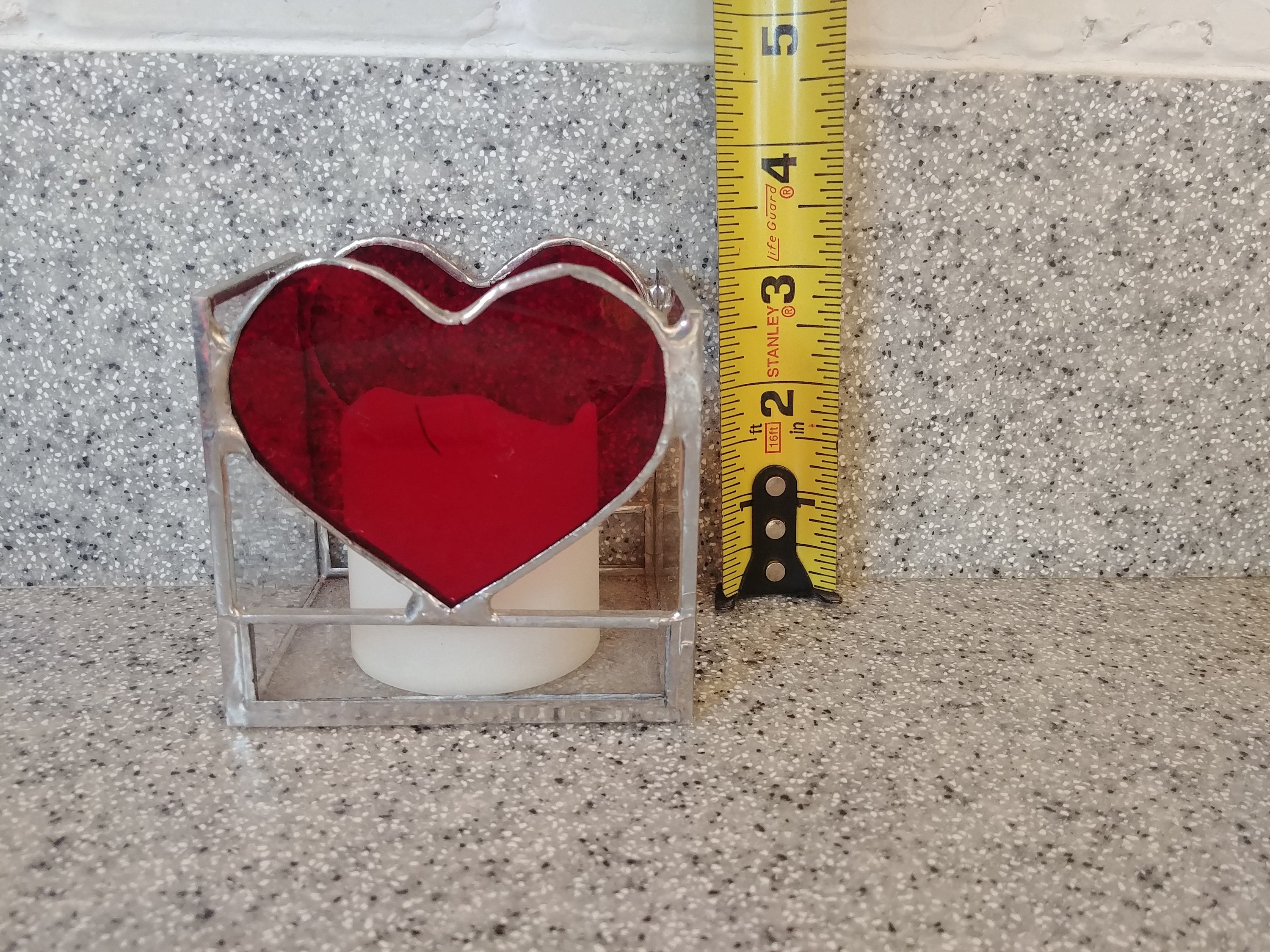 Stained Glass Votive Candle Holder With HEART Etsy