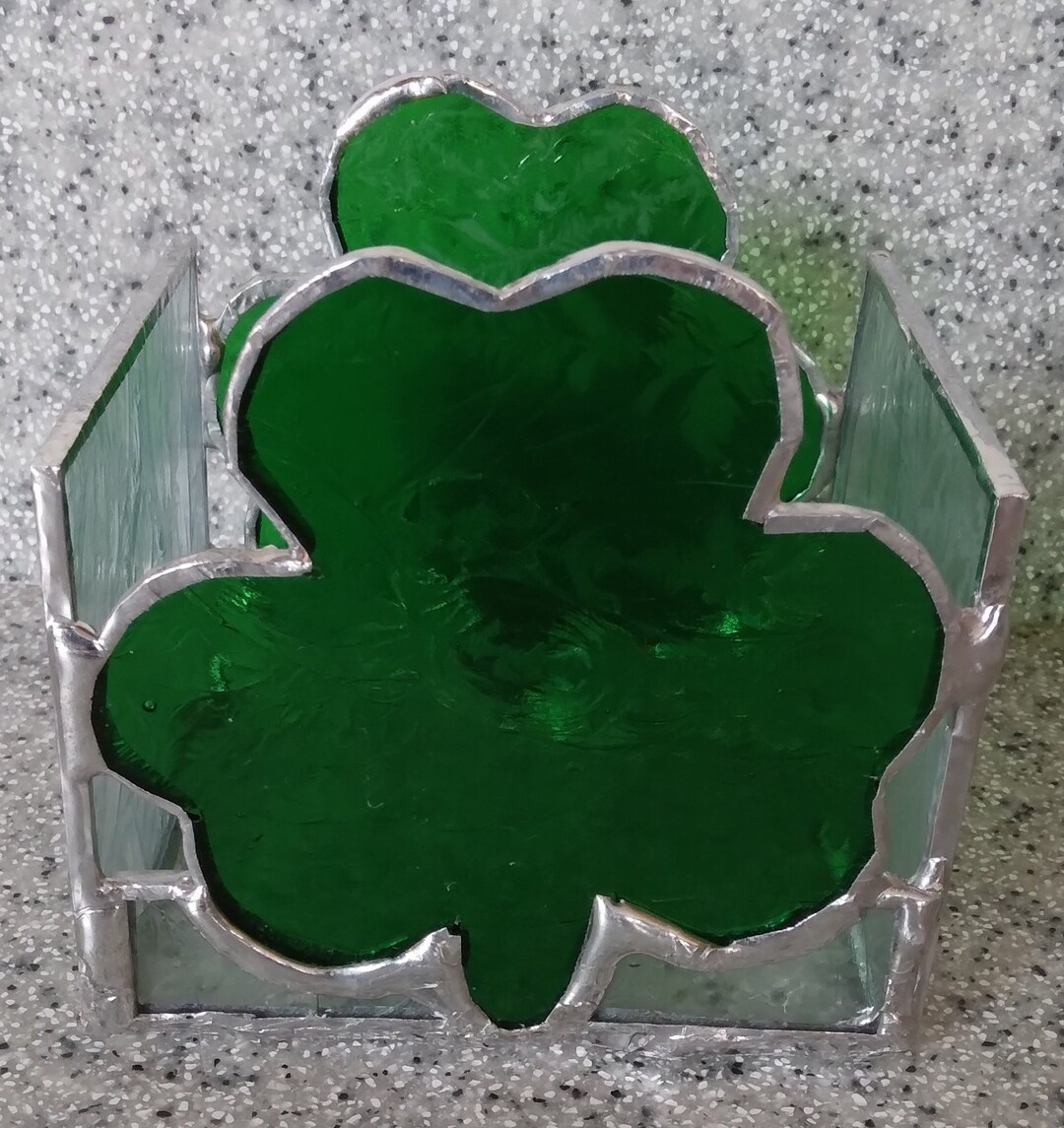 Stained Glass Votive Candle Holder With SHAMROCK Etsy