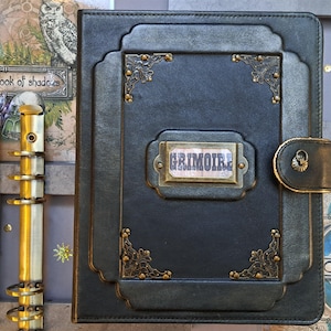Cubierta de cuero para cuaderno de grimorio: Carpeta A5 de Magia Lunar