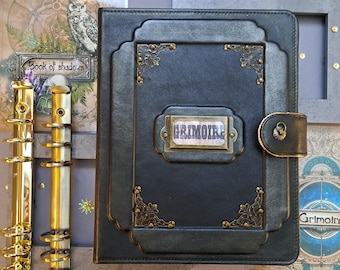 Leather Grimoire Journal Cover: Moon Magic A5 Binder