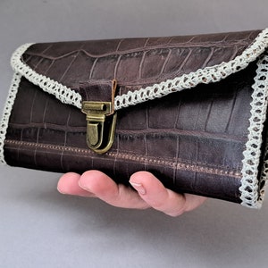 Portefeuille pour femme Pochette marron/Portefeuille pour femme fait main/Portefeuille en cuir/Cadeau pour amie, mère,soeur/Portefeuille pour cartes, argent, téléphone