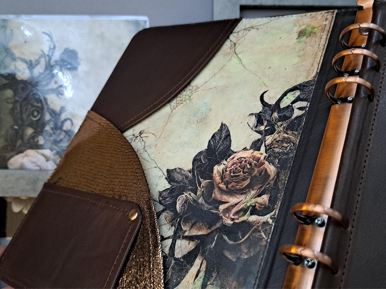 Handmade Leather Grimoire Journal Cover A5: Moon Magic Book of Shadows image 8