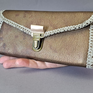 Damen Geldbörse aus echtem Leder / Reißverschluss-Münztasche / Handgefertigte Leder Umschlag Clutch Bag / Brieftasche Braun Farbe / Brieftasche Boho Stil
