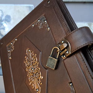 Handmade Leather Grimoire Journal Cover A5: Moon Magic Book of Shadows Folder