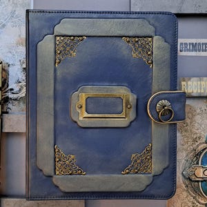 A5 Leather Grimoire Journal Cover: Moon Magic Book of Shadows - 6 Ring Binder