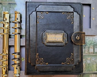 Leather Recipes Binder A5: Personalized Vintage Cookbook