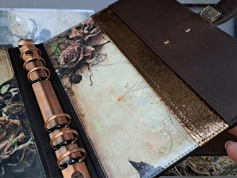 Handmade Leather Grimoire Journal Cover A5: Moon Magic Book of Shadows image 6