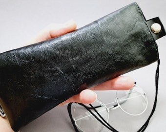 Neck Bag Eyeglass / Eyeglass Case Soft / Eyeglass Pouch Case / Leather Eyeglass Case / Black Case for Eyeglass / Soft Leather Eyeglass Case