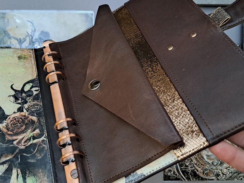 Handmade Leather Grimoire Journal Cover A5: Moon Magic Book of Shadows image 9