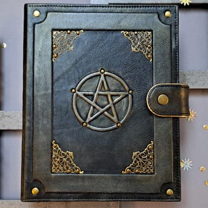 Läderomslag till Grimoire-journal: Moon Magic A5-pärm