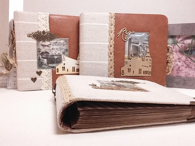 Album Photo / Fabric Mix And leather Cover Photo Album / Etsy