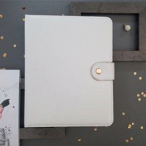 Classeur A5 avec couverture en cuir / Agenda hebdomadaire en cuir / Organiseur en cuir couleur blanche / Agenda A5 avec couverture blanche en cuir / Classeur personnalisé
