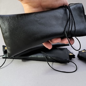 Borsa da collo per occhiali / Custodia morbida per occhiali / Custodia per occhiali / Custodia in pelle per occhiali / Custodia nera per occhiali / Custodia morbida in pelle per occhiali