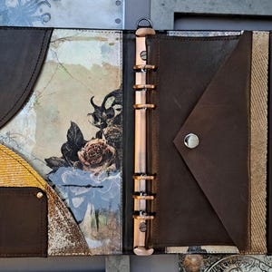 Handmade Leather Grimoire Journal Cover A5: Moon Magic Book of Shadows Folder+ case+ 6 ring