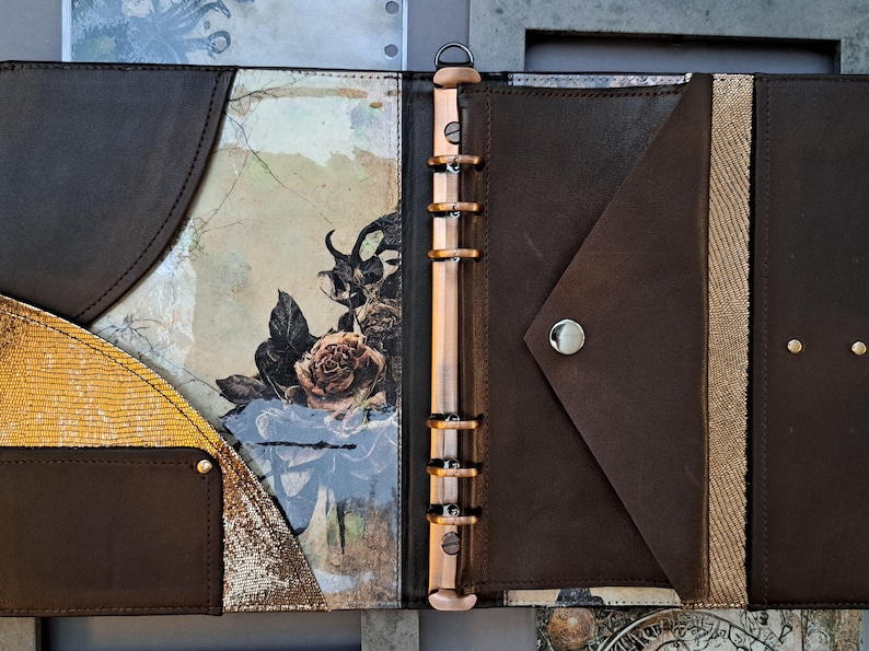 Handmade Leather Grimoire Journal Cover A5: Moon Magic Book of Shadows Folder+ case+ 6 ring