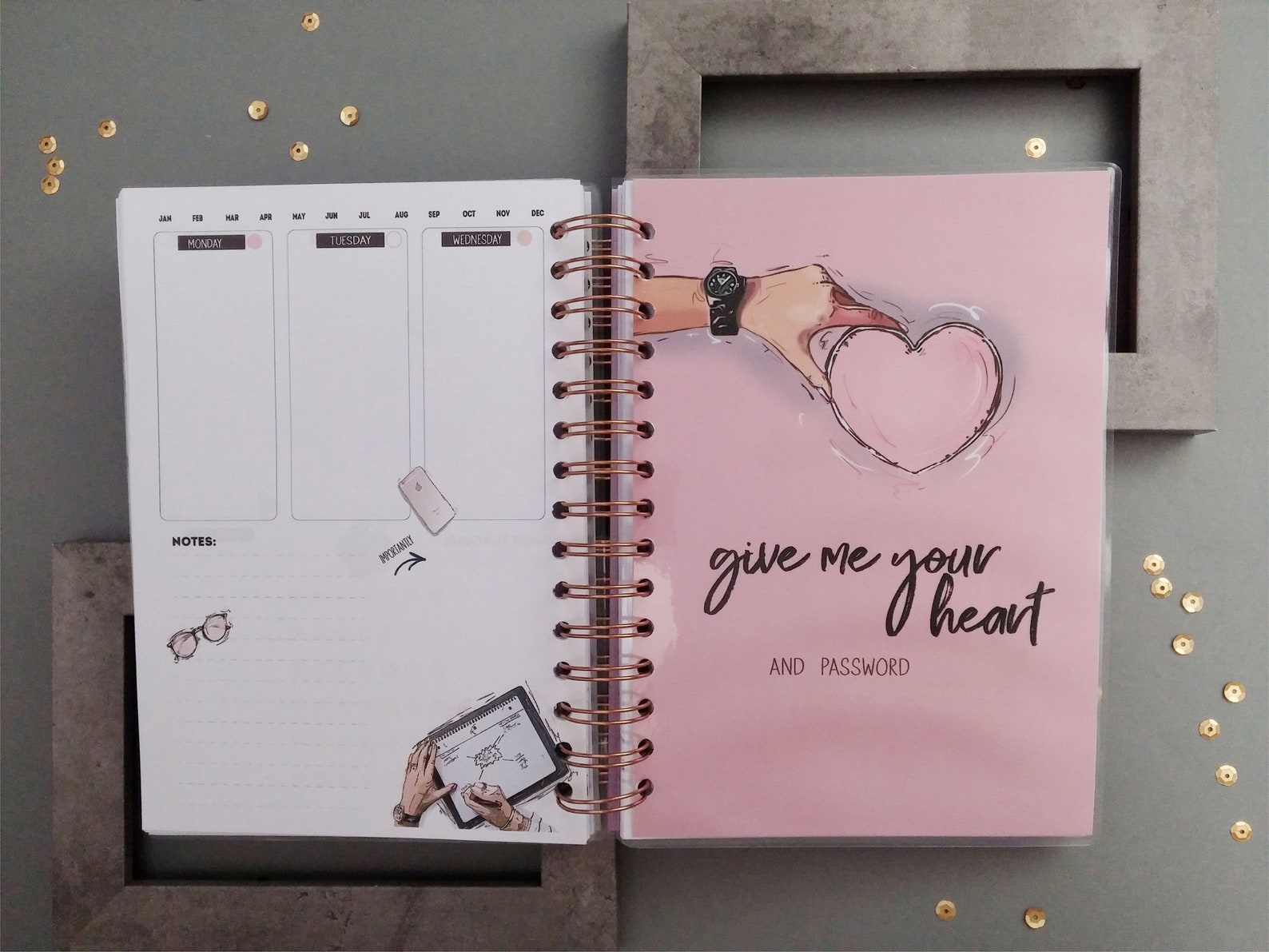 Spiral Weekly Planner / Personalised Planner With Soft Cover / Etsy