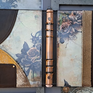Handmade Leather Grimoire Journal Cover A5: Moon Magic Book of Shadows Folder + 6 ring