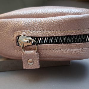 Leather Key Case/ Pink Leather Case/ Leather Zipper Key Case/ Lipstick Bag / Zipper Keychain / Medicine Bag / Cosmetic Bag / Case for Things