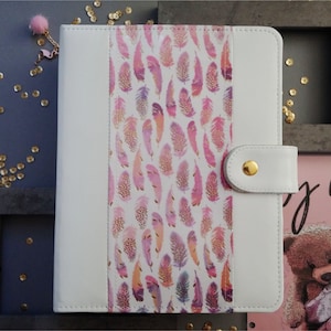 White Leather A5 Planner Binder: Personalized 6-Ring Organizer