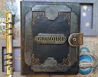 Personalisierter Grimoire Ledereinband: A5 Buch der Schatten 6-Ringbuch