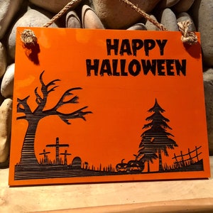 Carteles de Halloween pintados y grabados Feliz Halloween
