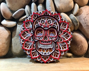 3D Layered Sugar Skull Mandala