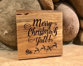 Christmas Magnets Merry Christmas Y'all Wood Sign Live Edge Magnet