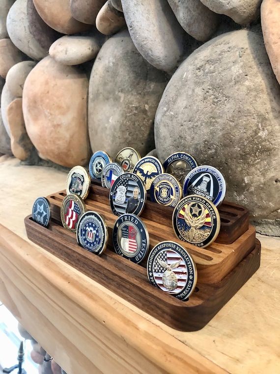 Challenge Coin Display, 3 Tier, Military/First Responder