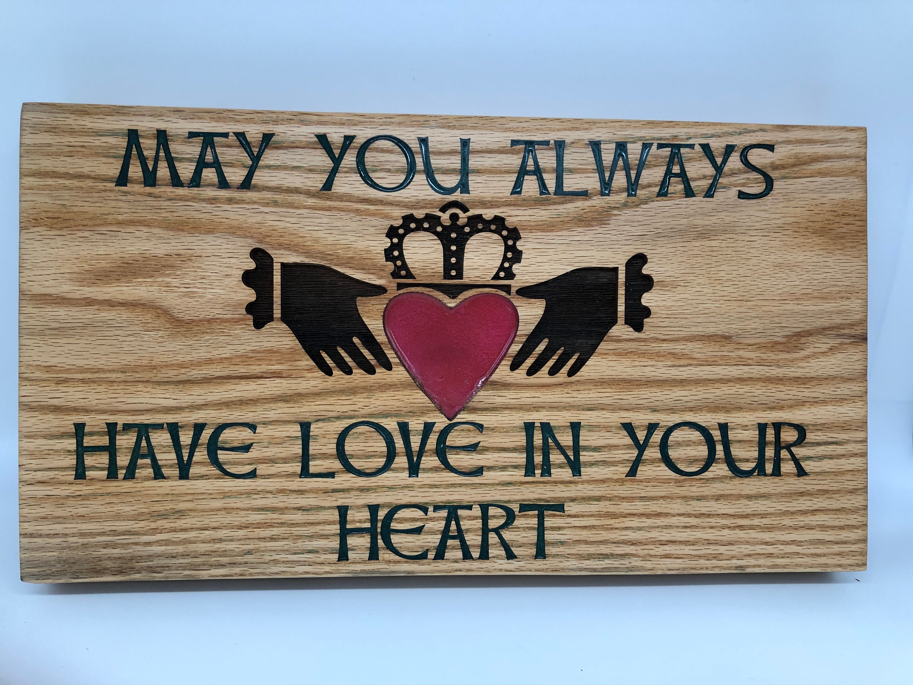 Irish Claddagh Wall Decor, Rustic Handmade Wooden Sign, One of a Kind ...
