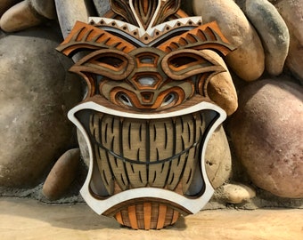 3D Layered Tiki Head Wall Art