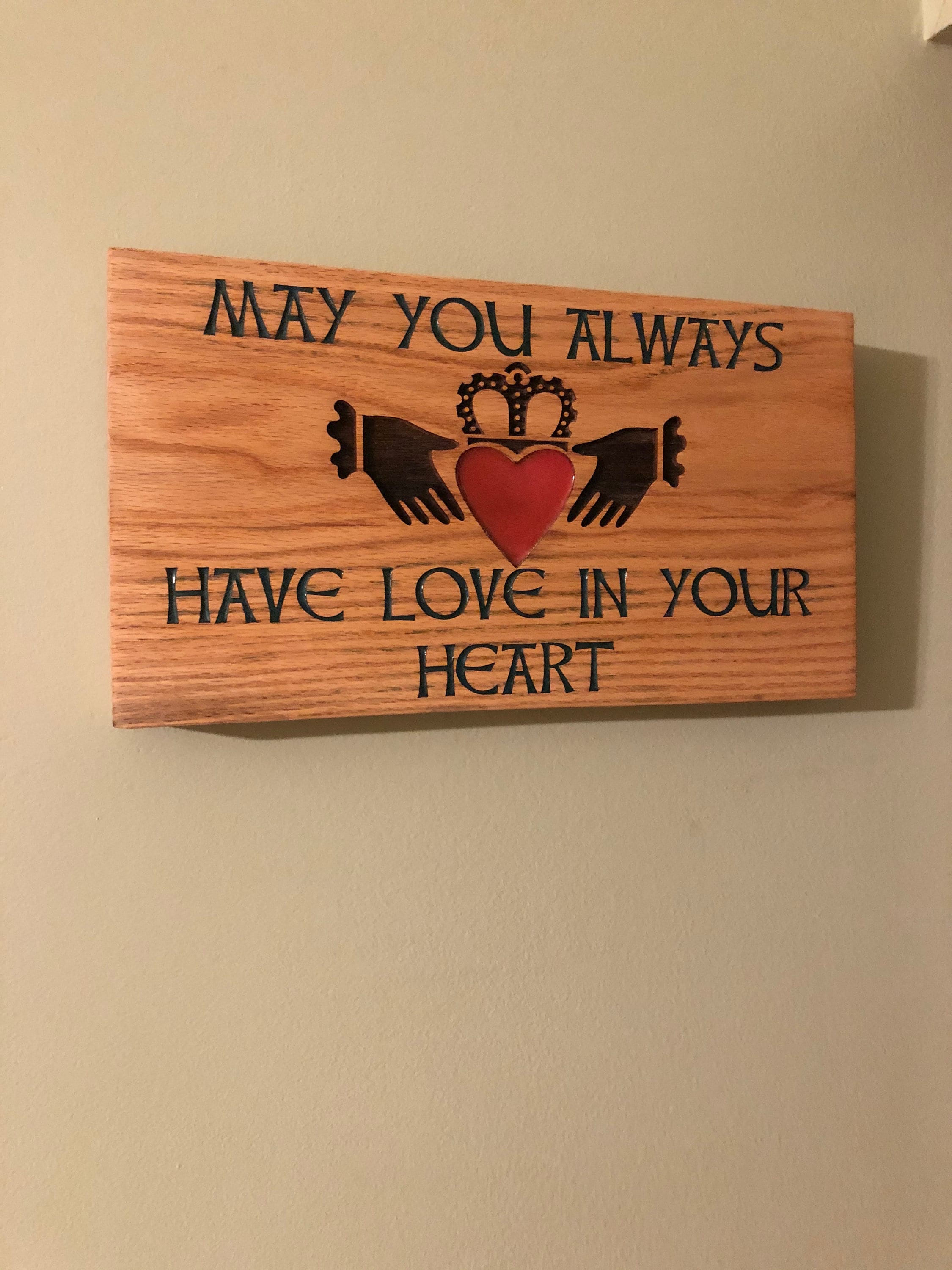 Irish Claddagh Wall Decor, Rustic Handmade Wooden Sign, One of a Kind ...