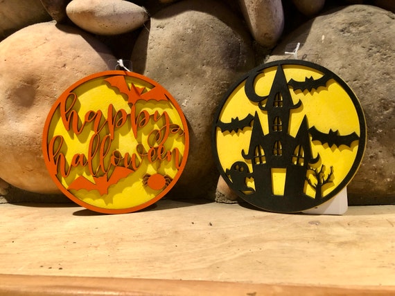 Halloween Signs Laser Engraved Halloween Painted Decor - Etsy