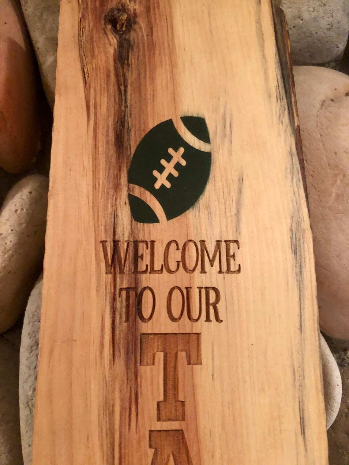 to Our Tailgate Wood Sign With Green Resin Etsy
