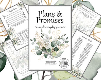 Foliage Plans & Promises Planner: Printable | Digital Planner | Simple Planner | Journal | Unique Gift | Floral |  Planner Inserts