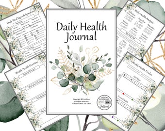 Foliage Daily Health Journal: Printable | Digital | Health Journal | Medical Planner | Unique Gift | Woman's Journal | Journal Inserts